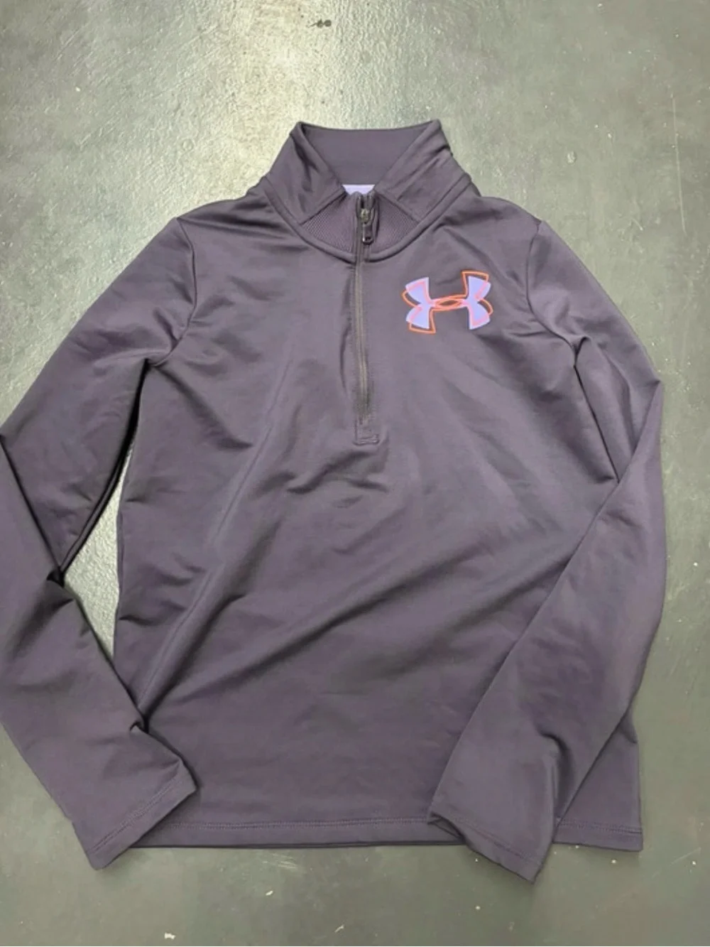Under Armour Cold Gear Girls' Purple 1/4 Zip Pullover with Pink Logo Accent